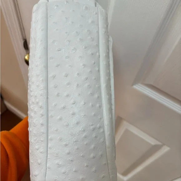 Coach A1482-30116 Madison Madeline Ostrich-Embossed White Leather Pink Trim BNOT - Picture 9 of 16